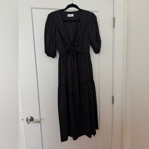 Tie-Front Black Midi Dress